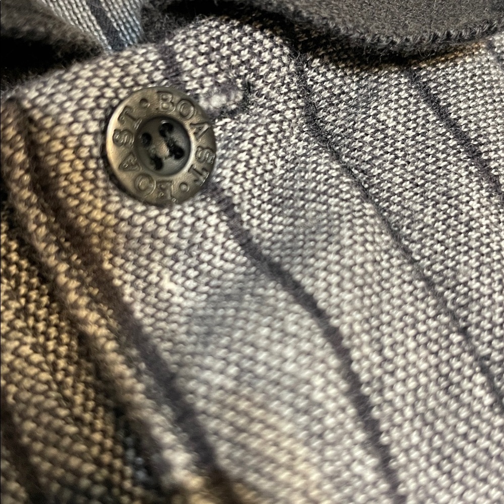 Vintage BOAST Polo Shirt Mens Gray Black Striped 100% Cotton Preppy 80s 90s Sz M - Picture 7 of 10